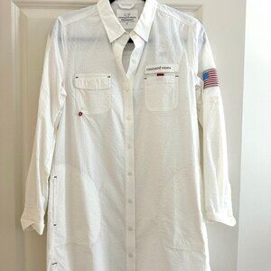 Vineyard Vines Performance Harbor Shirt Coverup with American Flag